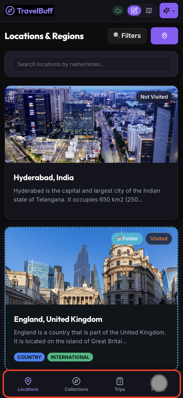 Mobile Smartphone Fixed Bottom Navigation Bar