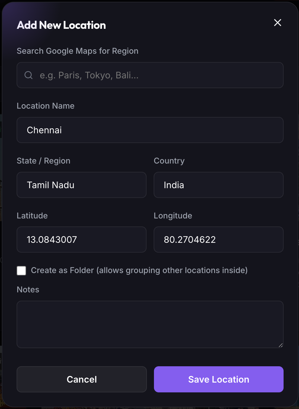 Add Location Drawer with Automated Geocoding