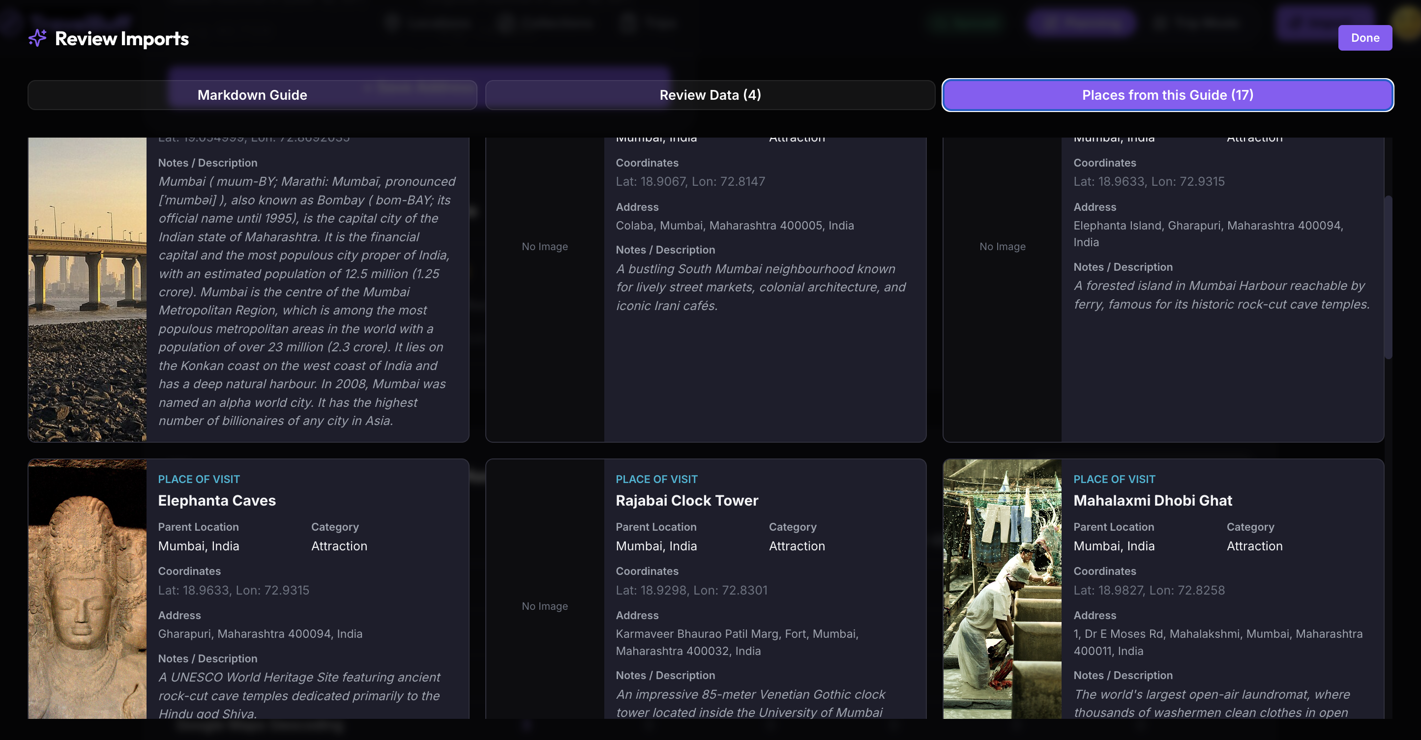 Places from Guide Tab & 1-Click Itinerary Export