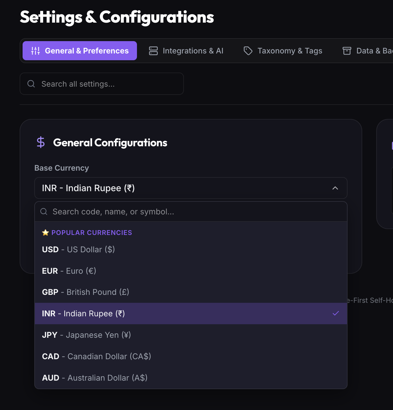 Searchable 160+ ISO Currency Combobox