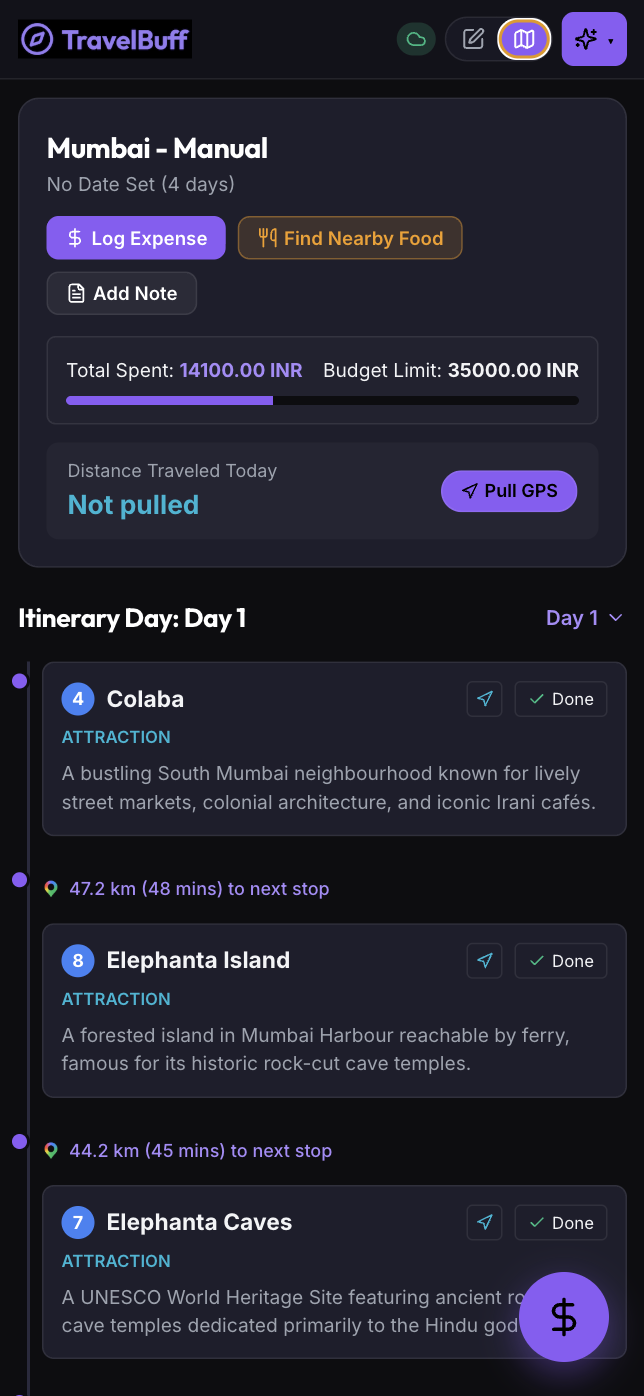 Mobile Trip Mode Single-Screen Schedule View