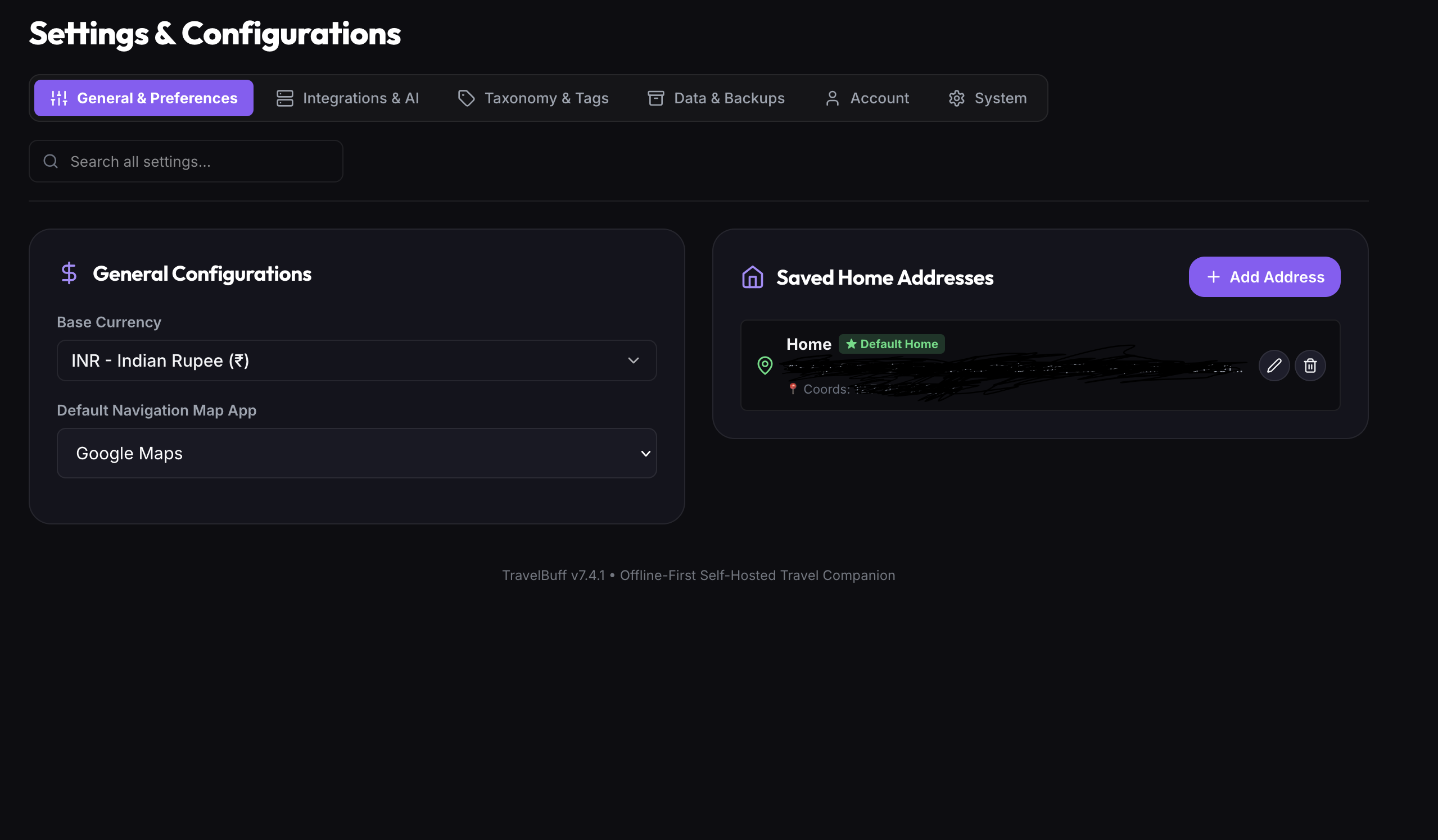 6-Tab Hybrid Settings Interface Overview